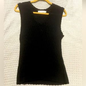 White House Black Market sleeveless V-Neck sweater.